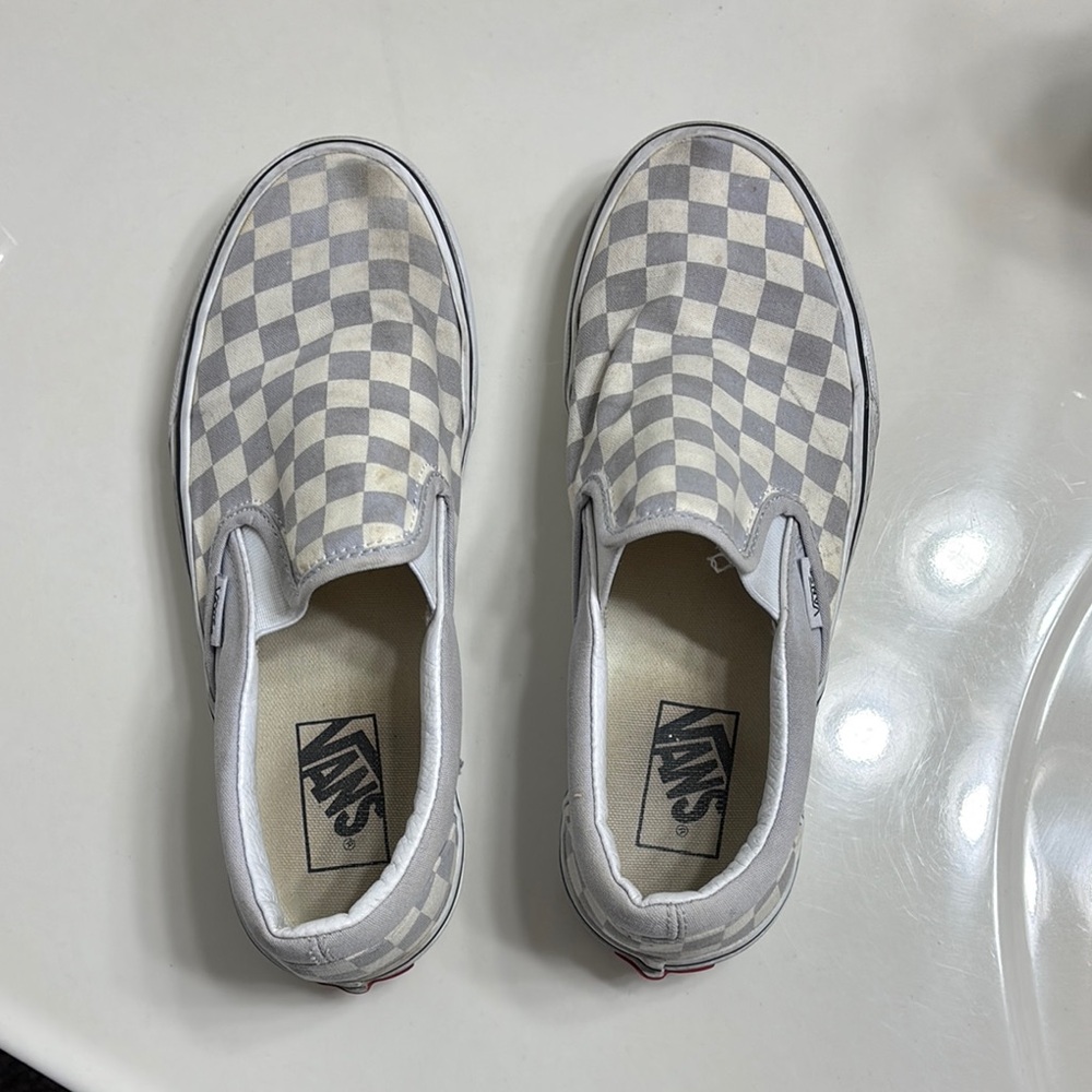 Vans Women’s Checkered Slip-On Shoes - Gray